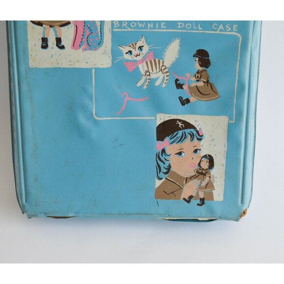 Vintage 1960's Brownie Doll Case Effanbee Blue Carry Storage - Picture 3 of 7